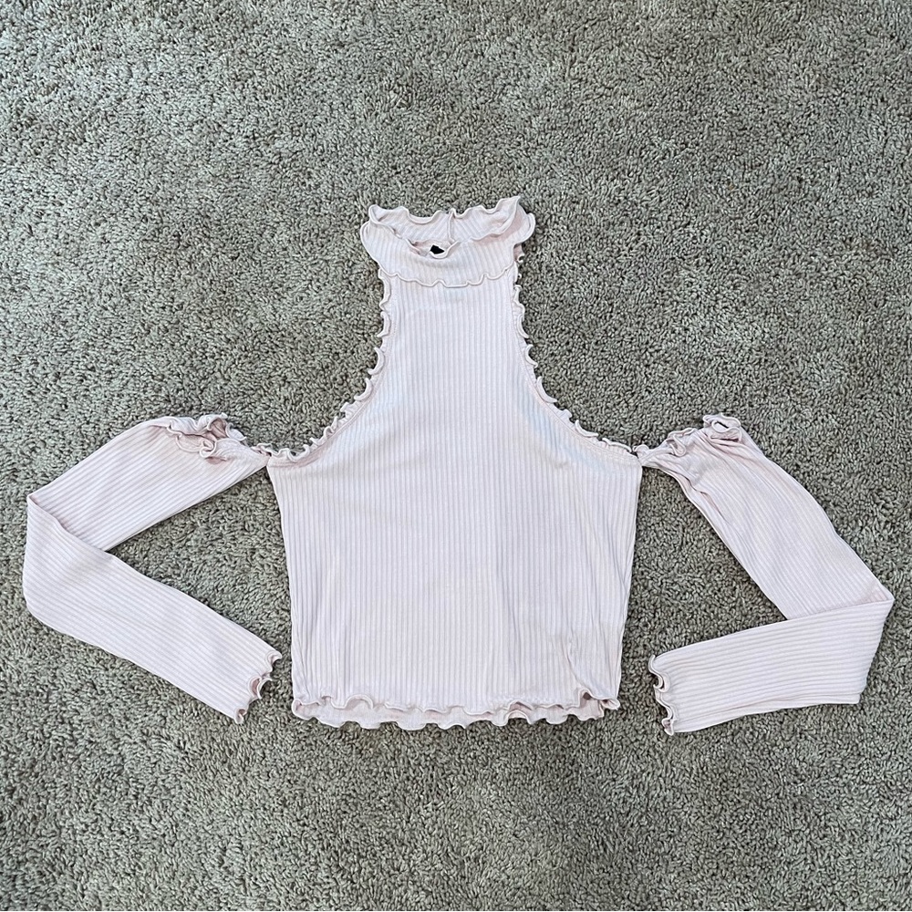 Forever 21 Turtle Neck Open Shoulder Top